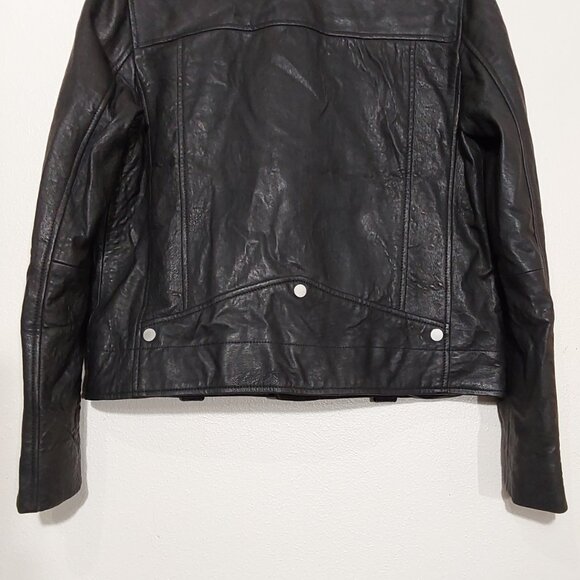 NWT! 7 For All Mankind Asymmetrical Leather Moto Motorcycle Biker Jacket - Large - Picture 8 of 11